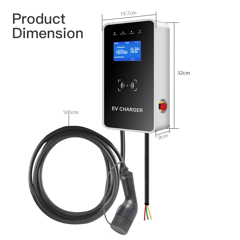 Carregador EV montado na parede com logotipo OEM de 22KW, estação de carregamento EV com plugues individuais do tipo2.