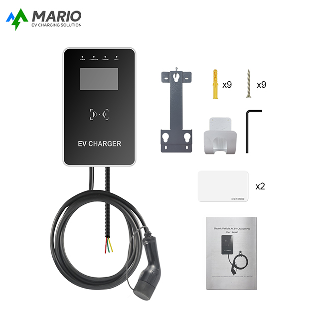 Carregador EV 7KW/11KW/22KW montado na parede com plugues individuais de Tipo1, Tipo2 ou GB.